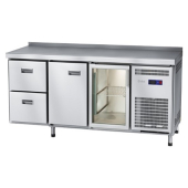 Стол холодильный Abat СХС-70-02 (1 дверь-стекло, 1 дверь, 2 ящика, борт)