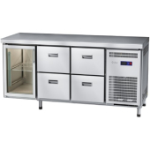 Стол холодильный Abat СХС-60-02 (4 ящика, 1 дверь-стекло, без борта)